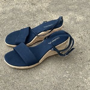 Chadwick’s Espadrille WEDGES navy blue